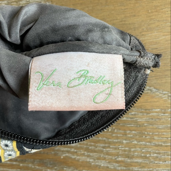 Vera Bradley black, white, & yellow wide pouch - Picture 5 of 6